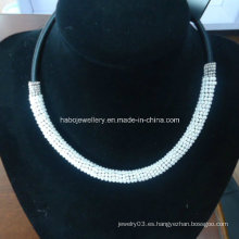 Pequeña perla redonda linda con collar de hilos (XJW13367)